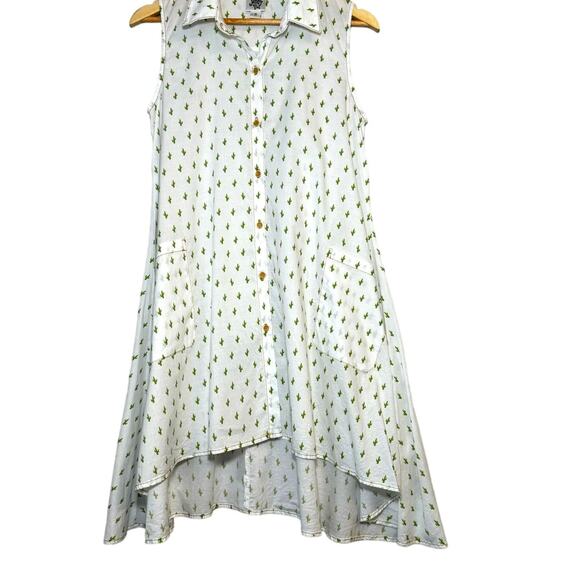 Ivy Jane Women's Size Small Made in USA Cactus Print Button Up Asymmetrical Top - Picture 1 of 9